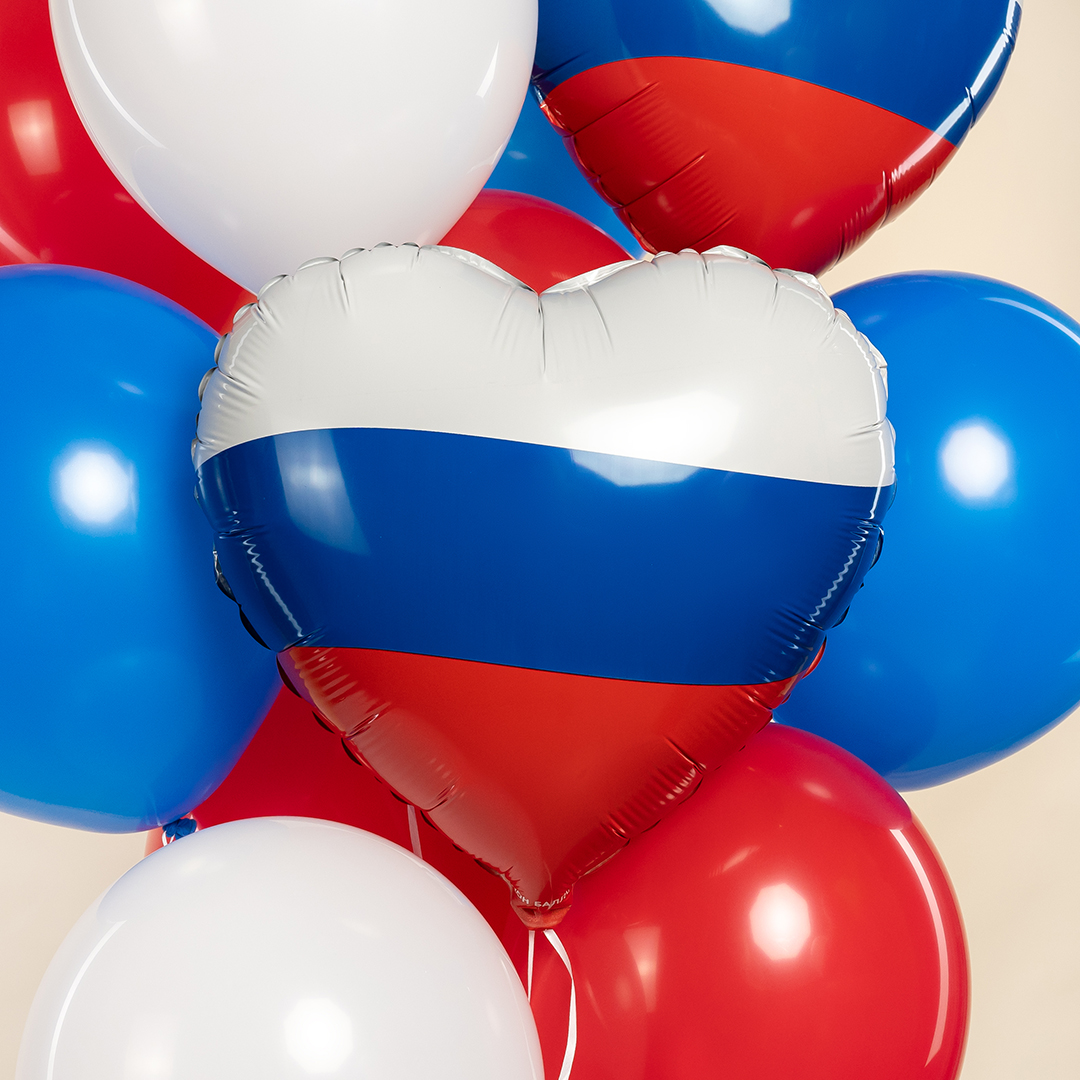 Шар (18''/46 см) Сердце, Триколор, 1 шт. в уп.