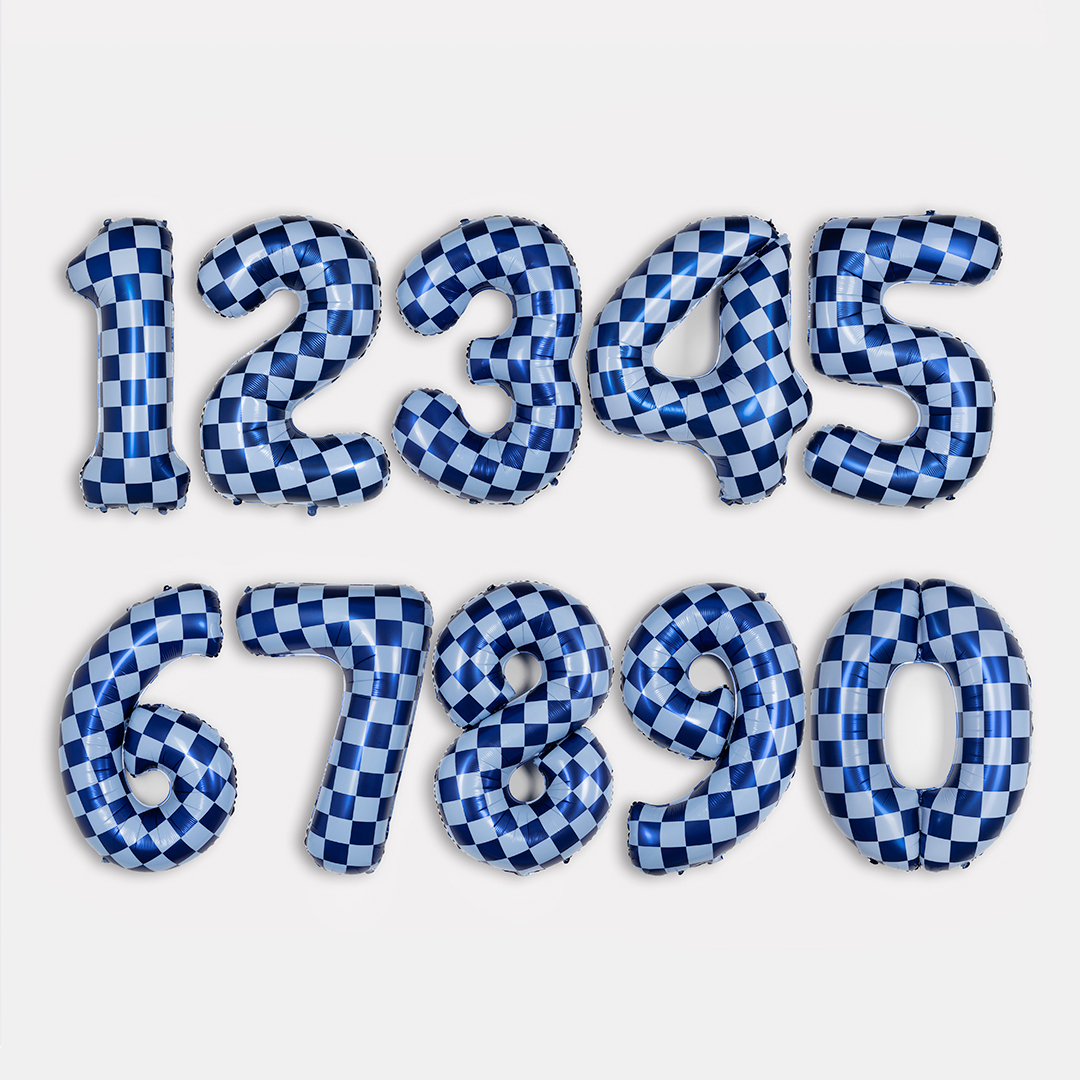 Шар (34''/86 см) Цифра, 4 Клеточки, Голубой/Синий, 1 шт. в уп.