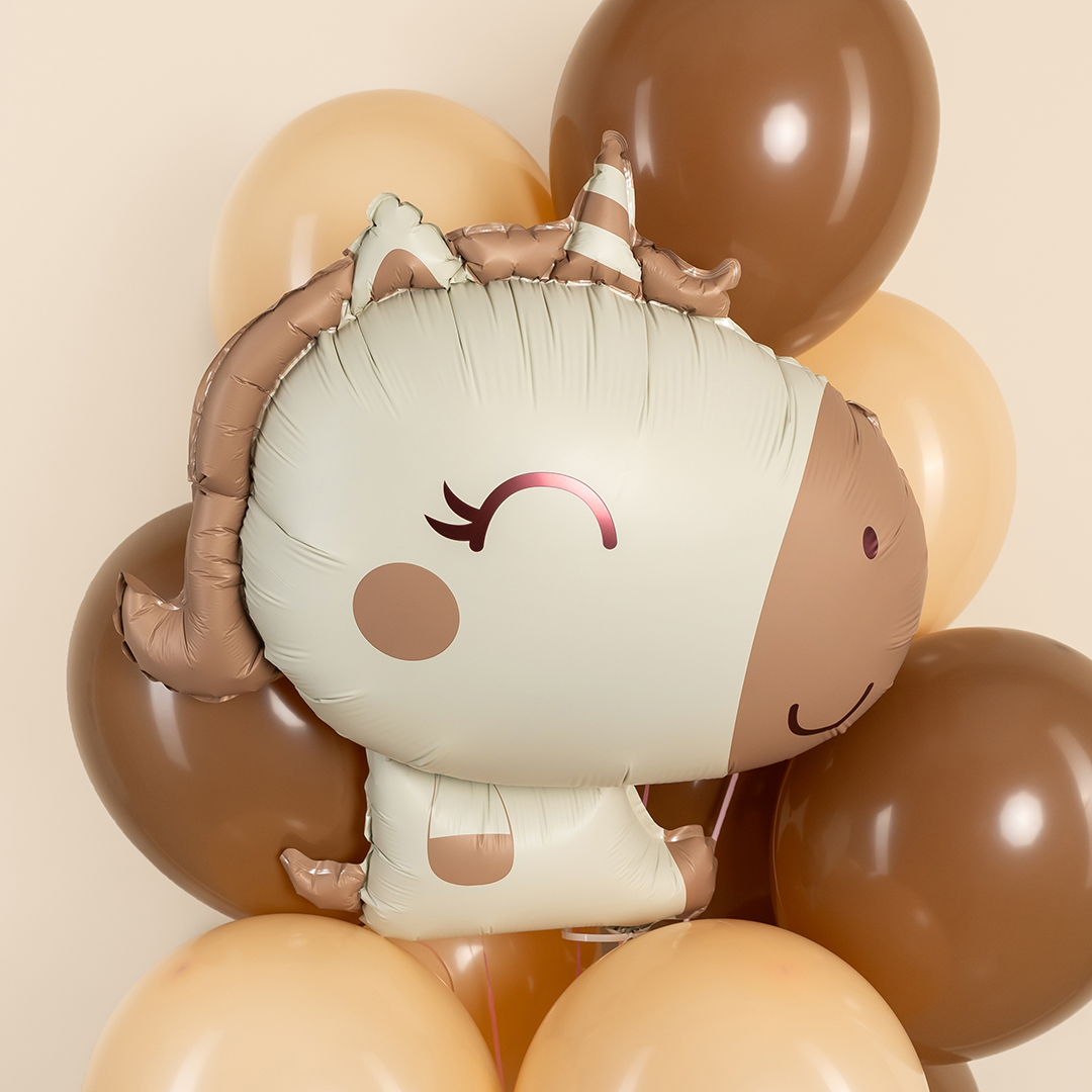 Шар (31''/79 см) Фигура, Милый единорог, Бежевый, Сатин, 1 шт. в уп.