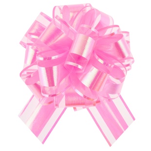 Текстильный бант Шар, Широкая полоса, Розовый, Хамелеон, 14 см, 1 шт. в упак. 