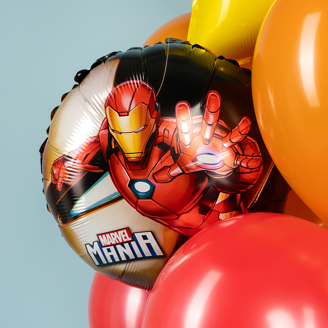 Шар (18''/46 см) Круг, Железный человек, Дизайн №2, 1 шт. в уп.