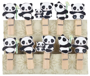 Декоративные прищепки, Панды, 3,5 см. Ассорти, 10 шт.