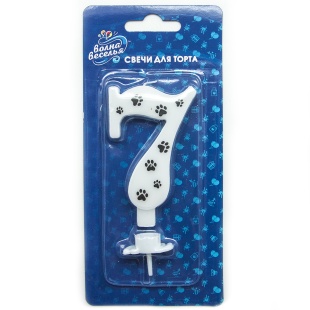 Свеча Цифра, 7 Лапки, 8 см, 1 шт. с держат.