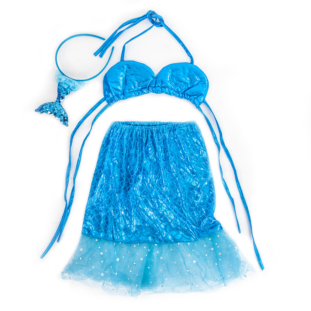 Набор (ободок, топ, юбочка), Русалочка, Голубой, 1 шт. 