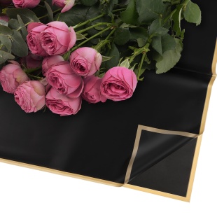 Упаковочная пленка 53мкр (0,57*0,57 м) Золотистая кайма, Черный, Матовый, 20 шт.