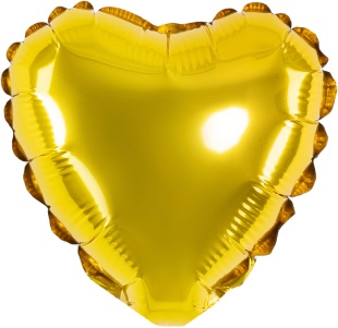 Шар с клапаном (5''/13 см) Микро-сердце, Золото, Металлик, 1 шт.