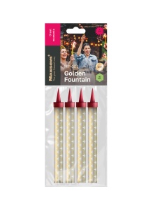 Свеча Фонтан для торта, 40 сек, Золото, 12,5 см, 4 шт.