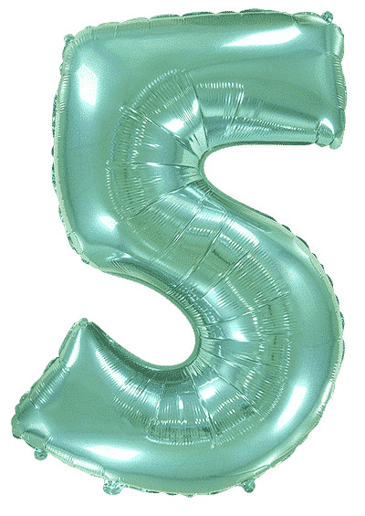 Шар (40''/102 см) Цифра, 5, Тиффани, 1 шт. в уп.