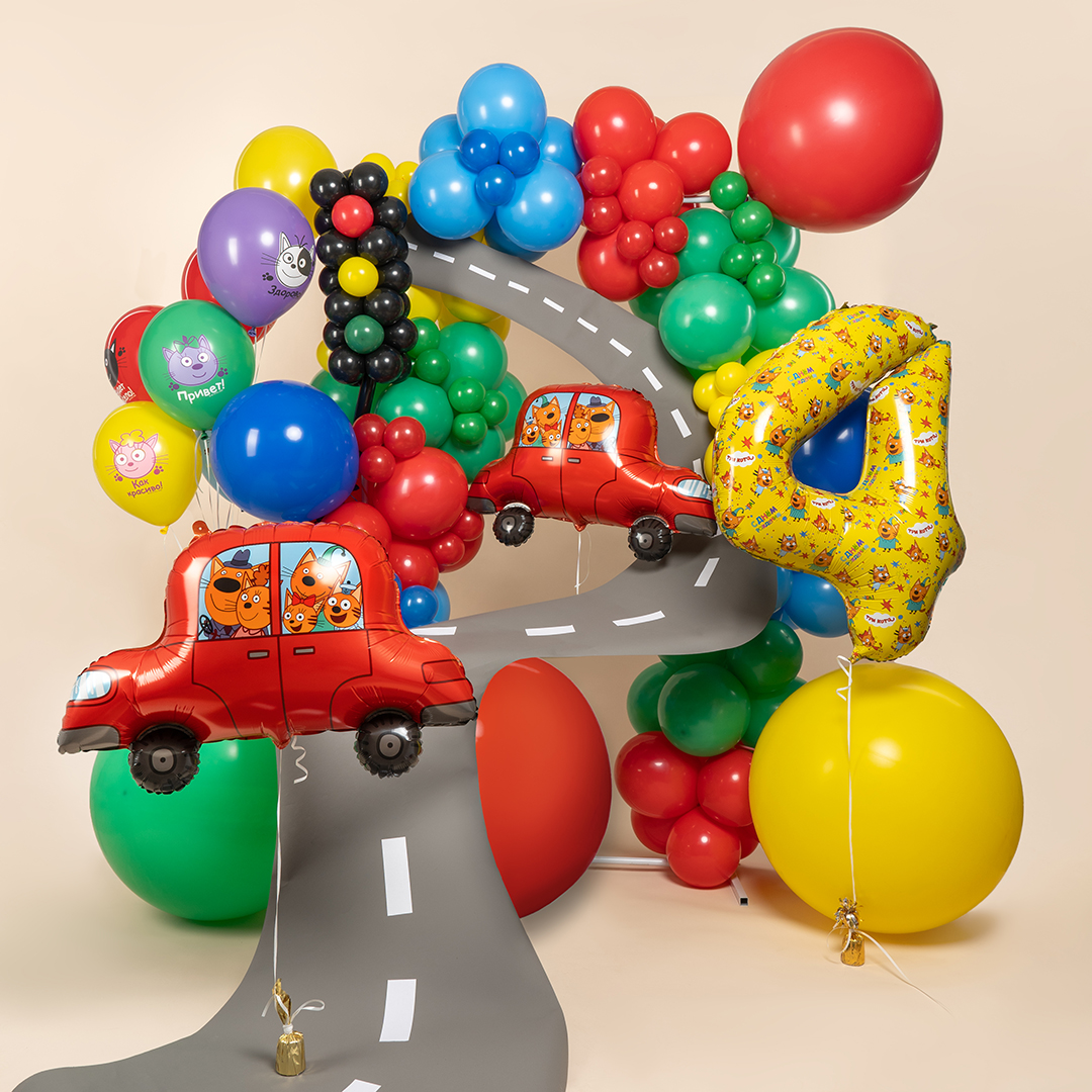 Шар (12''/30 см) Три Кота, Играем вместе, Ассорти, пастель, 1 ст, 25 шт.