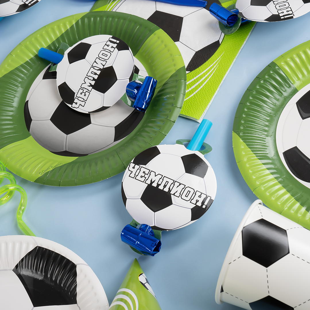 Карнавальные язычки гудки, Футбол, 11 см, 6 шт. в упак. 