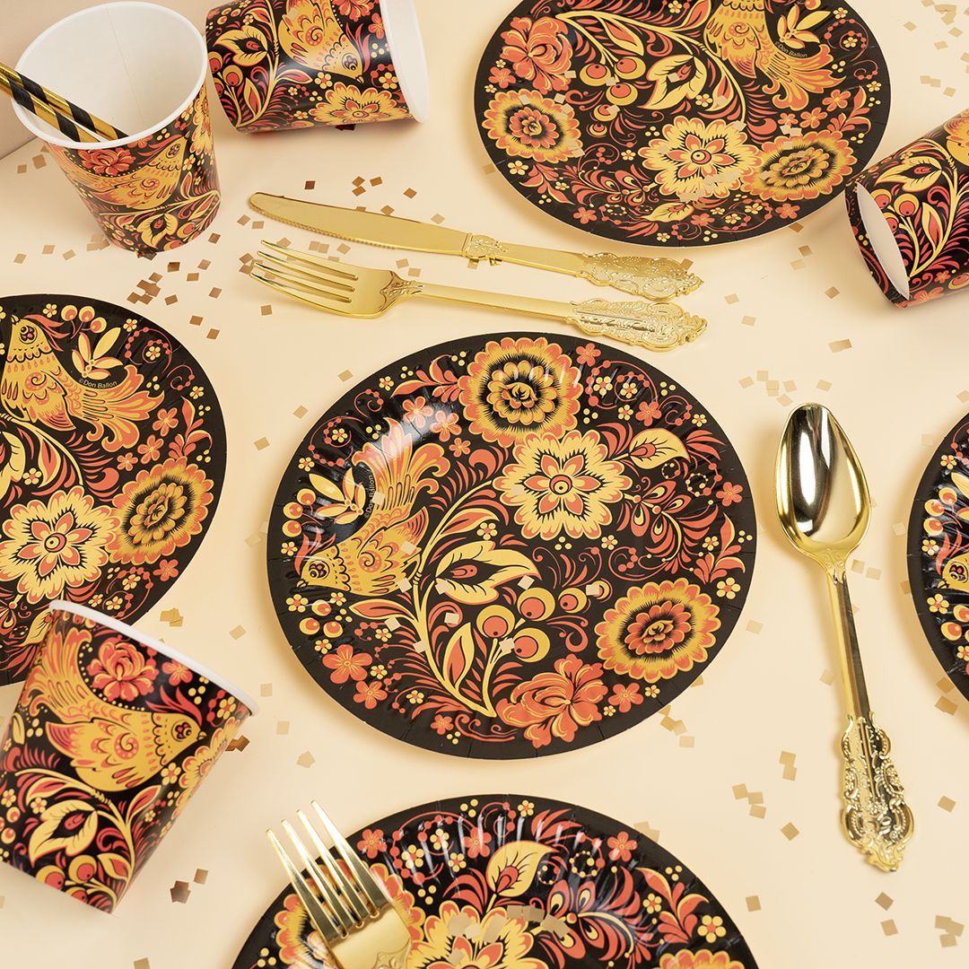 Тарелки (7''/18 см) Хохлома, 6 шт.