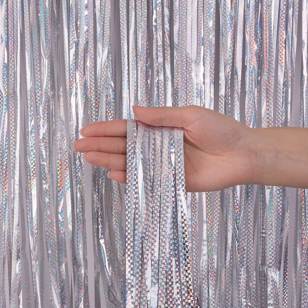 Занавес Дождик Иллюзия, Серебро, Голография, 100*200 см, 1 шт.