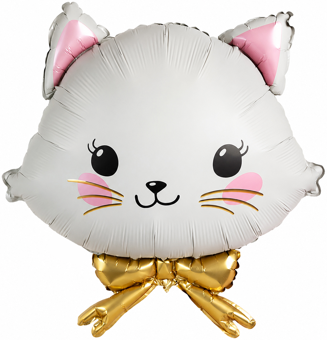 Шар (28''/71 см) Фигура, Кошечка с золотым бантиком, Сатин, 1 шт.