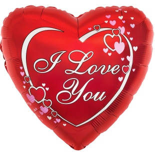 Шар (9''/23 см) Мини-сердце, Я Люблю Тебя (парящие сердца), Красный, 1 шт.