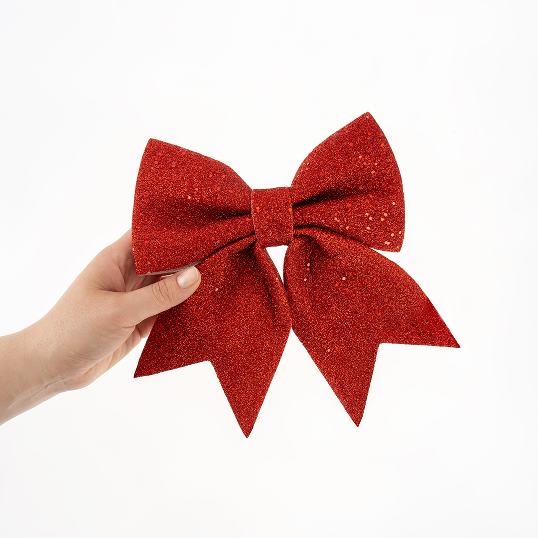 Декоративный бант Праздничный, Красный, с блестками, 20*25 см, 1 шт. в упак. 