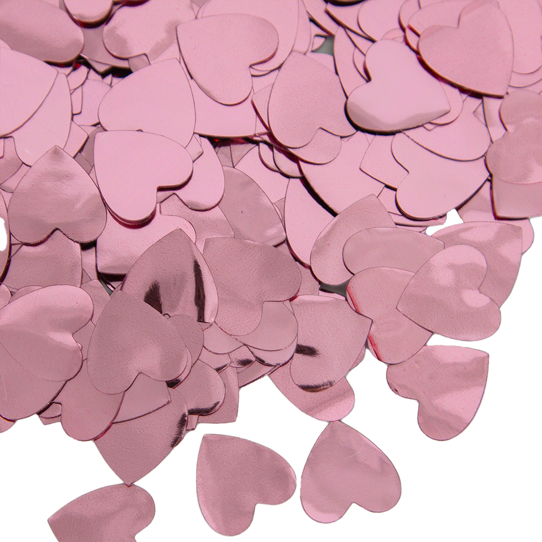 Конфетти фольга Сердце, Светло-розовый, Металлик, 1,5 см, 50 г.