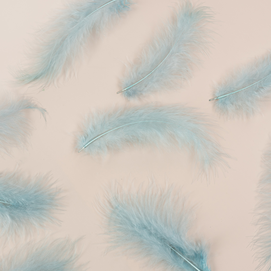 Перья, Премиум, Ретро Голубой, 12-15 см, 30 шт.