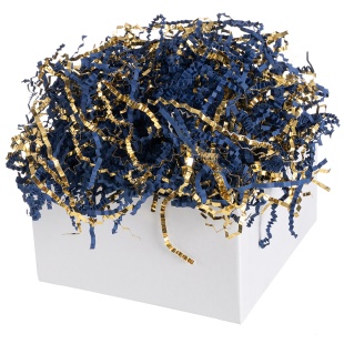 Наполнитель для коробок, Праздничный Дуэт, бумага, ПП, Синий/Золото, Металлик, 50 г.