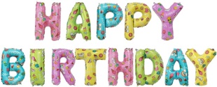 Набор шаров-букв (14''/36 см) Мини-Надпись "Happy Birthday", Веселые картинки, 1 шт. в уп.