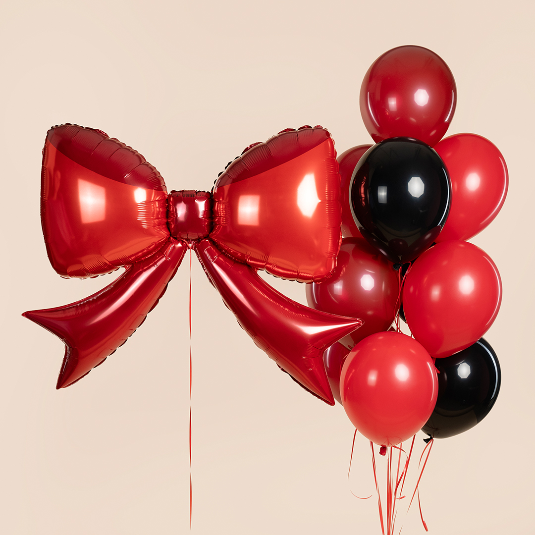 Шар (41''/104 см) Фигура, Бант, Красный, 1 шт. в уп.