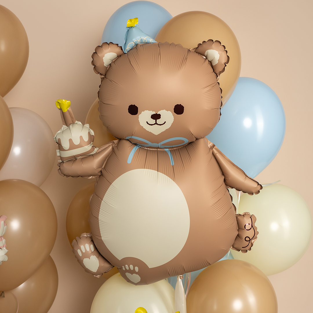 Шар (39''/99 см) Фигура, Мишка с кексиком, Коричневый, Сатин, 1 шт. в уп.