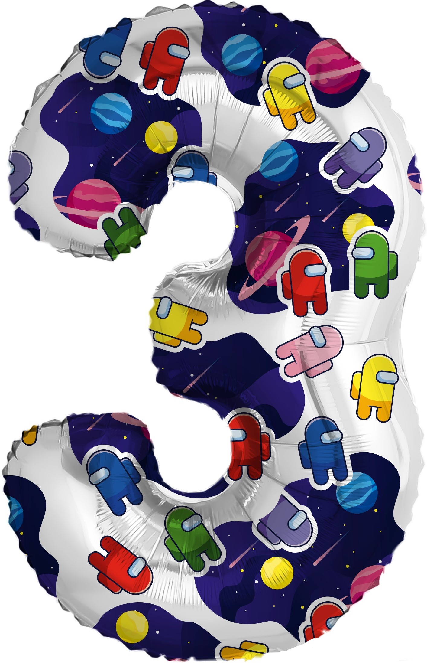 Шар (32''/81 см) Цифра, 3 Космонавтики, 1 шт. в уп.