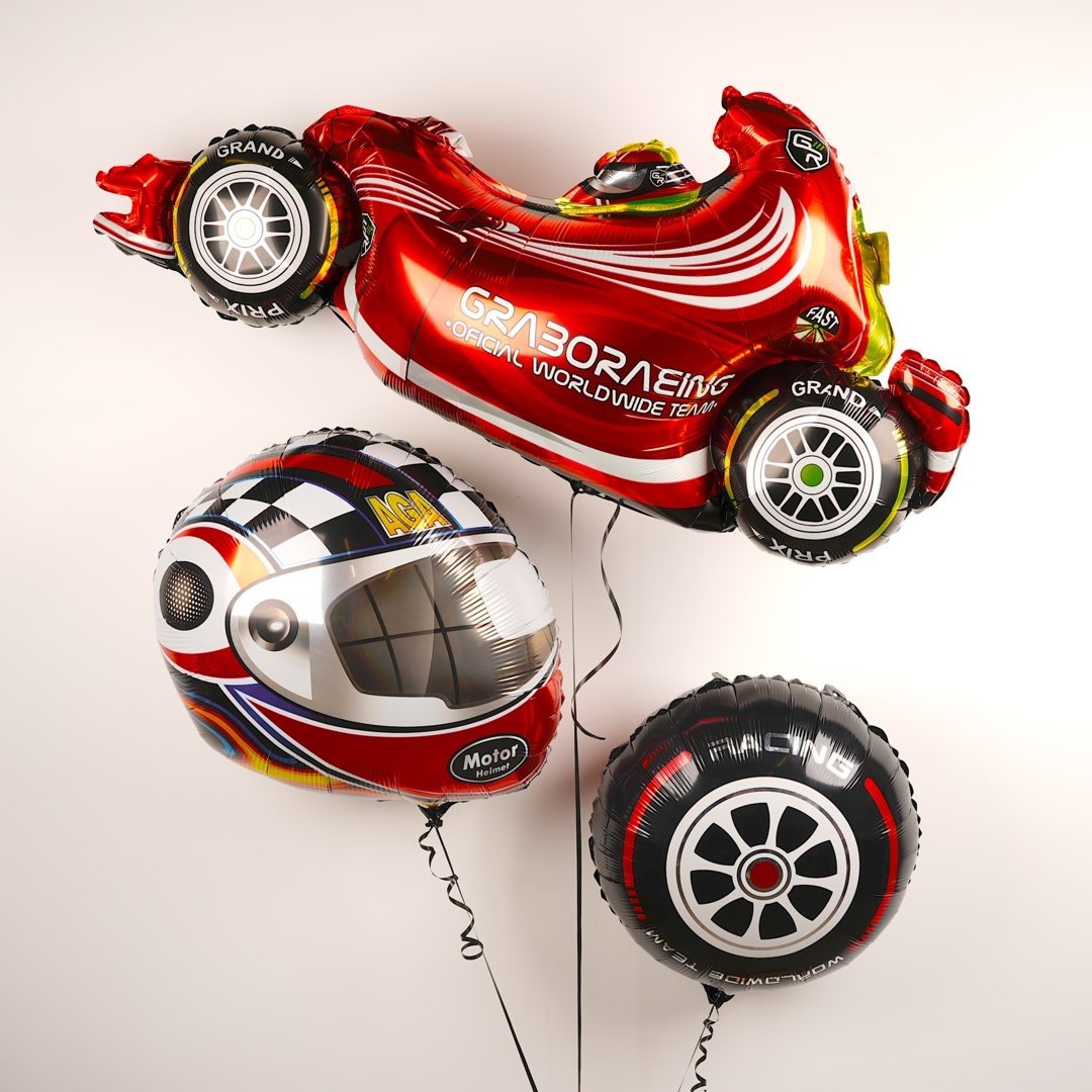 Шар (43''/109 см) Фигура, Гоночный автомобиль, Формула 1, Красный, 1 шт.