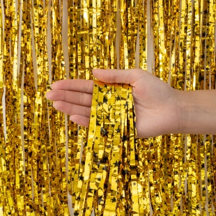 Занавес Дождик Звезды Люкс, Золото, Металлик, 100*200 см, 1 шт.