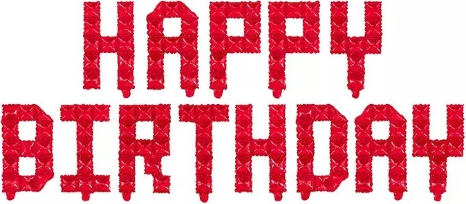 Набор шаров-букв (16''/41 см) Мини-Надпись "Happy Birthday", Пиксели, Красный, 1 шт. в уп.