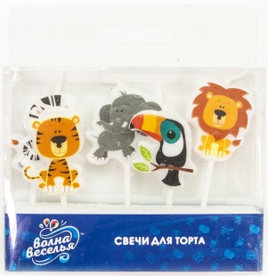 Набор свечей Фигура, Джунгли, 6 см, 5 шт. с держат.