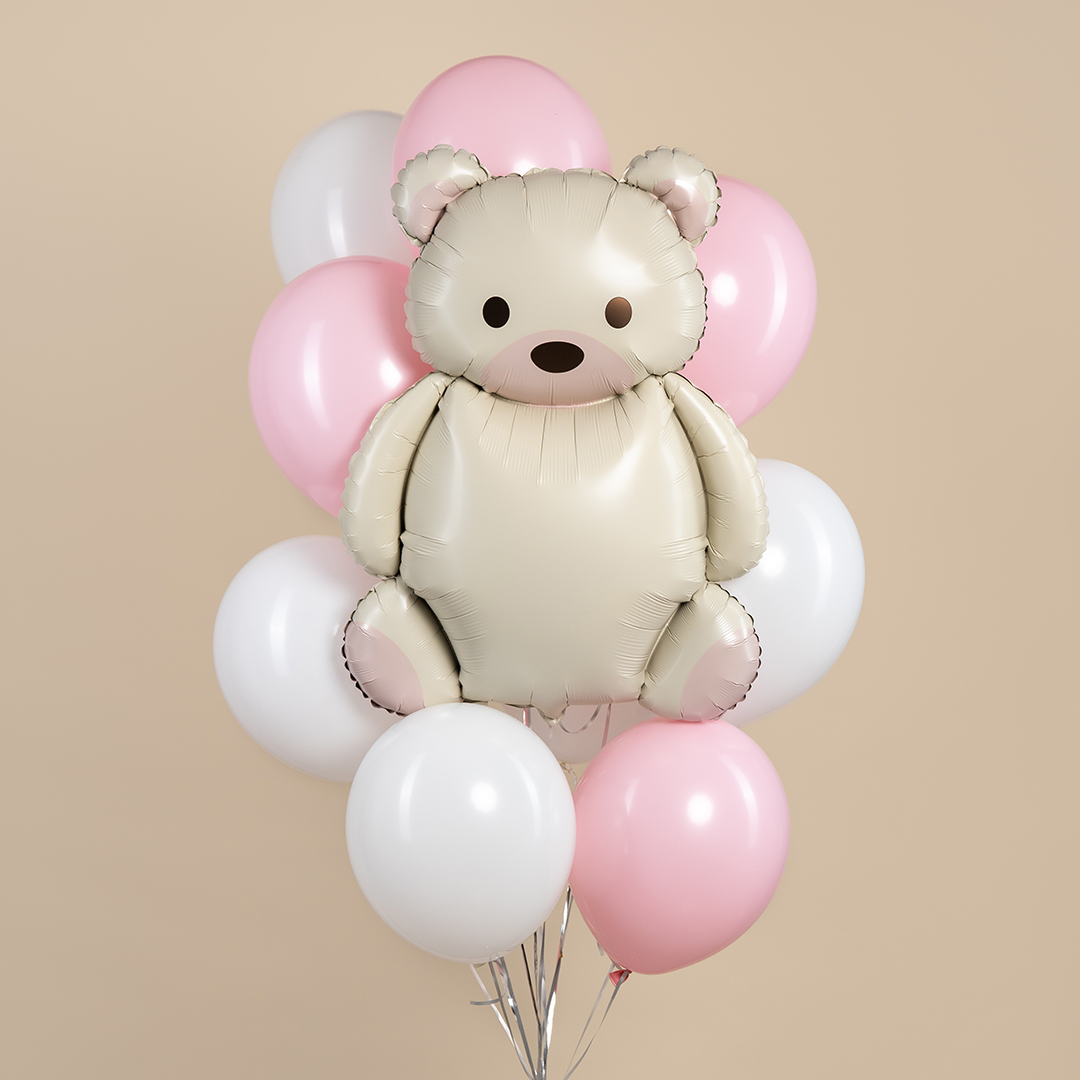 Шар (35''/89 см) Фигура, Мишка, Кремовый, Сатин, 1 шт.