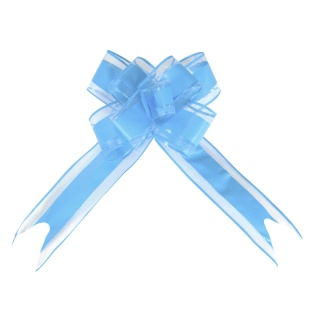 Текстильный бант Бабочка, Широкая полоса, Голубой, 15 см, 10 шт. в упак. 