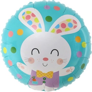 Шар (18''/46 см) Круг, Счастливый зайка, 1 шт.