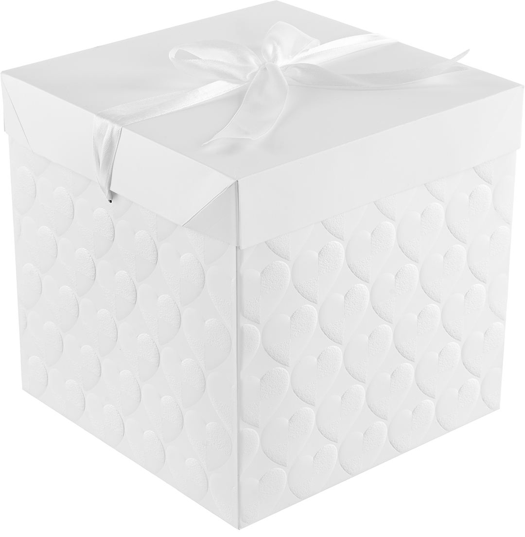 Коробка складная, 350гр, Фактурные сердца, Белый, 22*22*22 см, 1 шт. в упак. 