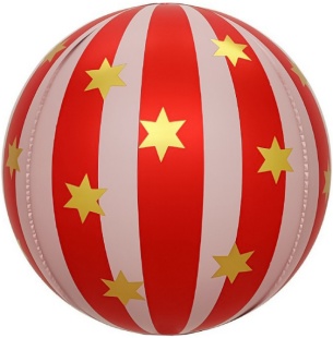 Шар 3D (25''/64 см) Сфера, Новогодний шар, Золотые звезды, Красный, 1 шт.