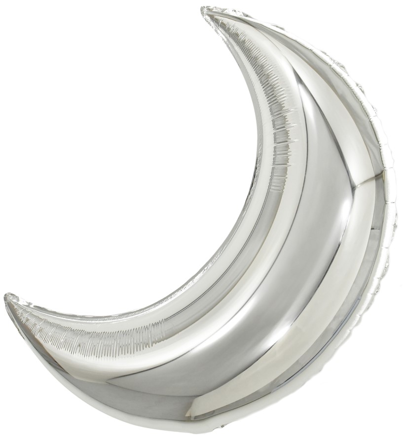 Шар (28''/71 см) Фигура, Полумесяц, Серебро, 1 шт.
