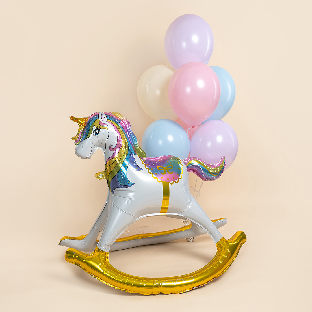 Шар (43''/109 см) Фигура 3D, Единорог Качалка, 1 шт.