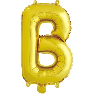 Шар с клапаном (16''/41 см) Мини-буква, В, Золото, 1 шт. в уп.