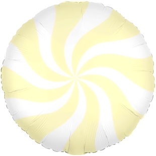 Шар (18''/46 см) Круг, Леденец, Желтый/Белый, Макарунс, 1 шт.