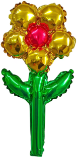 Шар с клапаном (17''/43 см) Мини-цветок, Золото, 5 шт. в уп.