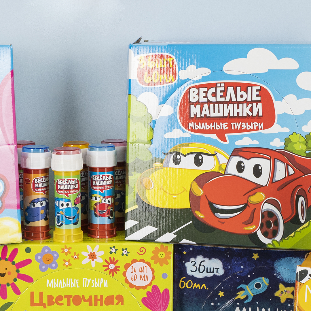 Мыльные пузыри Веселые машинки, 60 мл. 36 шт.