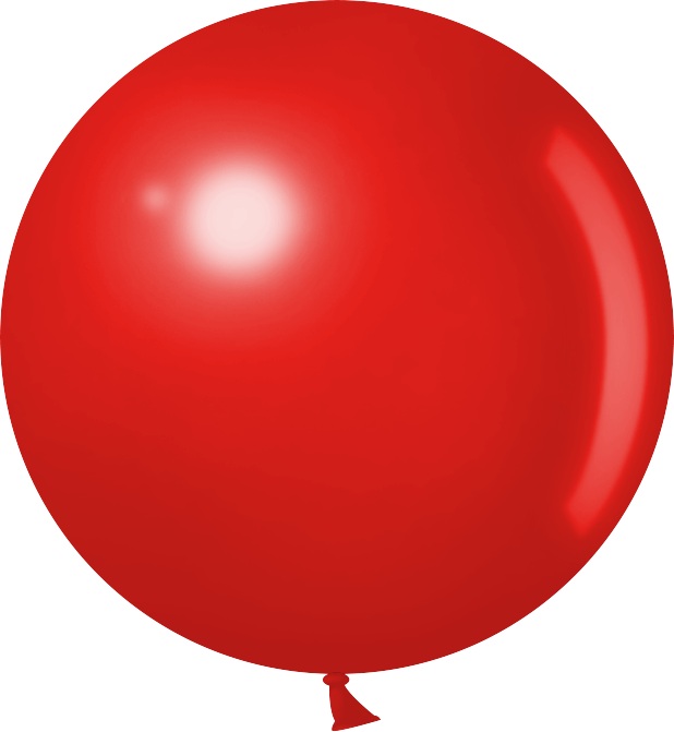 Шар (24''/61 см), Красный, пастель, 3 шт.