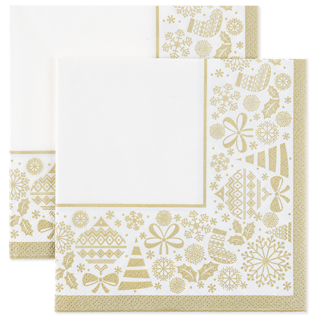 Сервировочные салфетки, Новогодняя скатерть, Золото, 33*33 см, 20 шт.