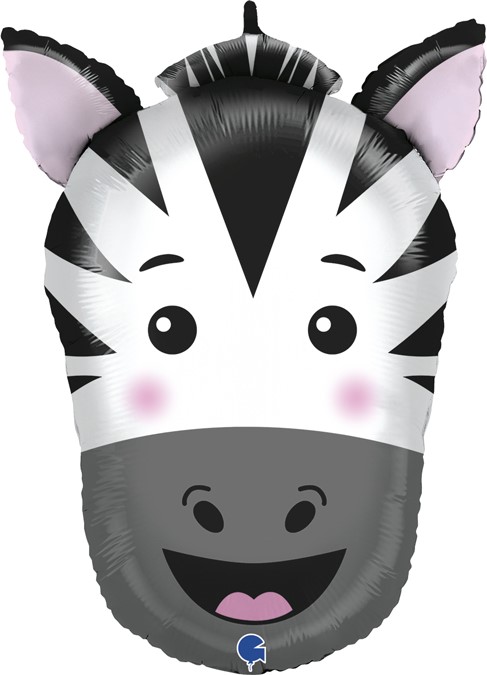 Шар (14''/36 см) Мини-фигура, Голова, Зебра, 1 шт.