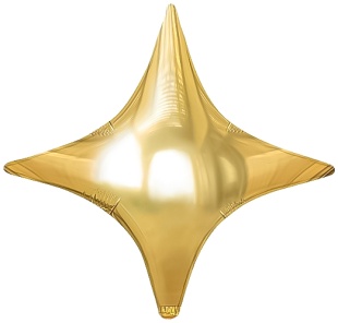 Шар (31''/79 см) Звезда, 4х-конечная, Сириус, Золото, Металлик, 1 шт.