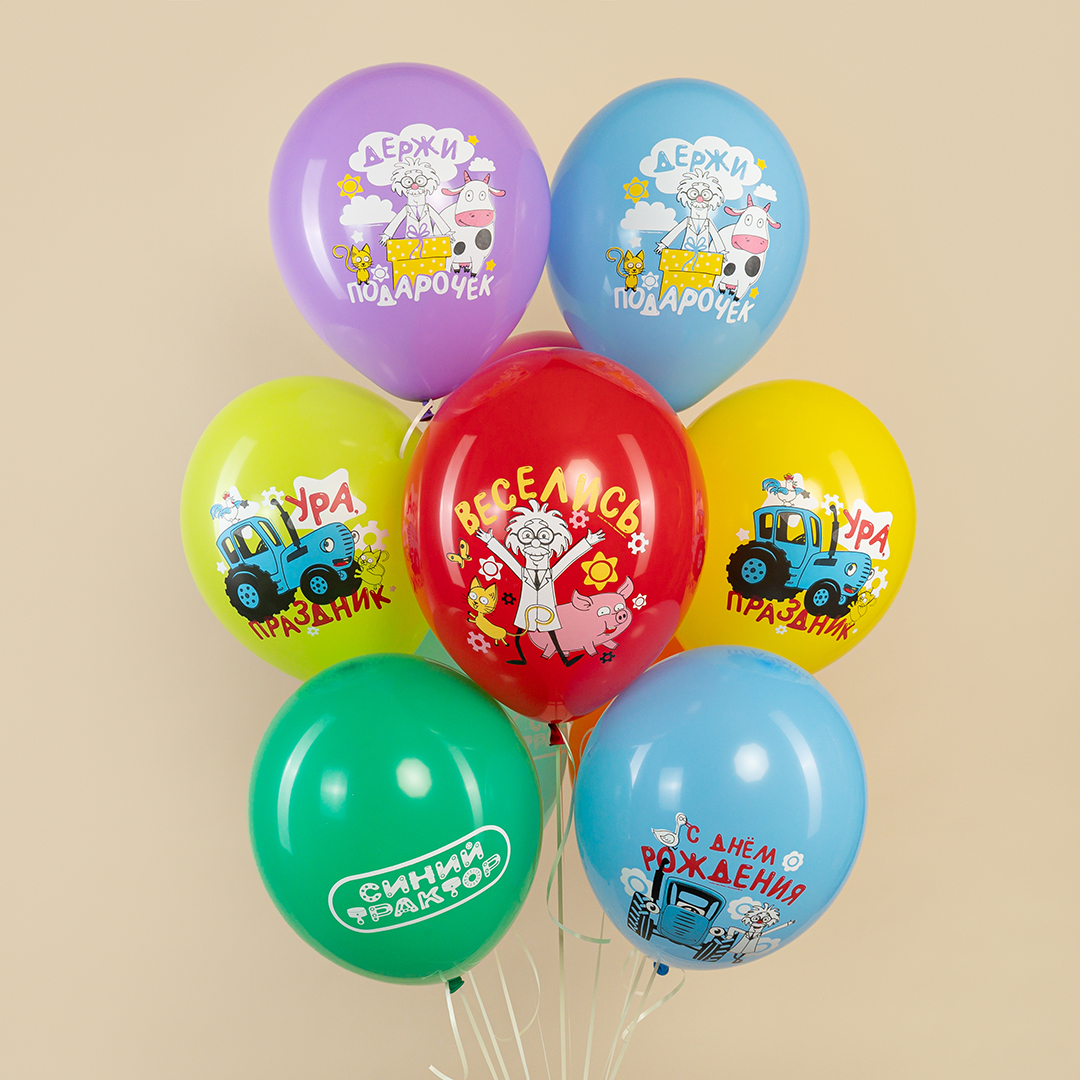 Шар (12''/30 см) Синий трактор, С Днем Рождения!, Ассорти, пастель, 1 ст, 25 шт.