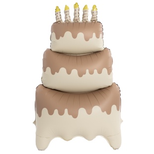 Шар (47''/119 см) Фигура 3D, Торт со свечками, Бежевый, Сатин, 1 шт. в уп.
