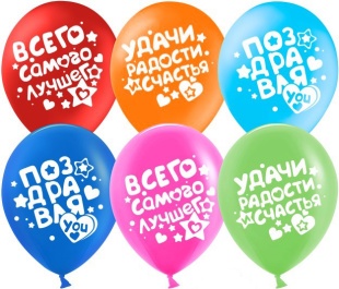 Шар (12''/30 см) Поздравляю! (пожелания), Ассорти, пастель, 2 ст, 25 шт.