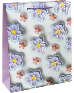 Пакет подарочный, 210гр, Цветочная россыпь, Дизайн №2, Металлик, 32*26*10 см, 1 шт.