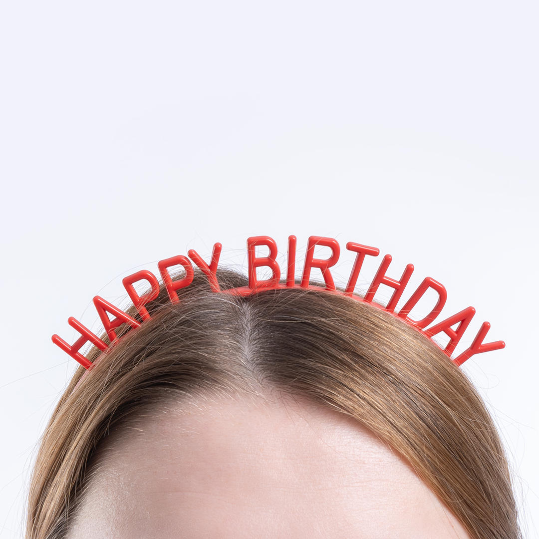 Ободок, Happy Birthday, Красный, 1 шт. 